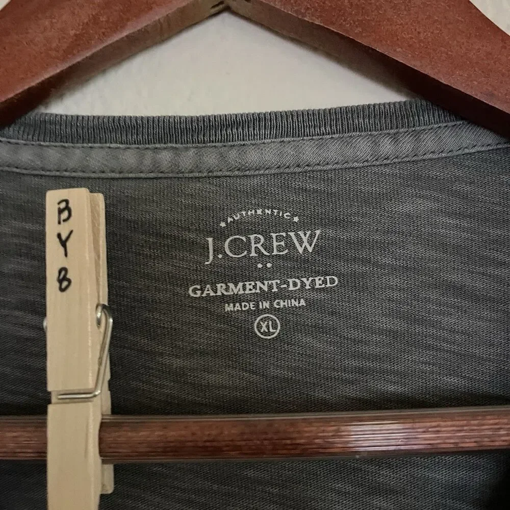 J.Crew Mens Gray Garment Dyed Slub Cotton Crew Neck Pocket Tee T-Shirt SZ XL